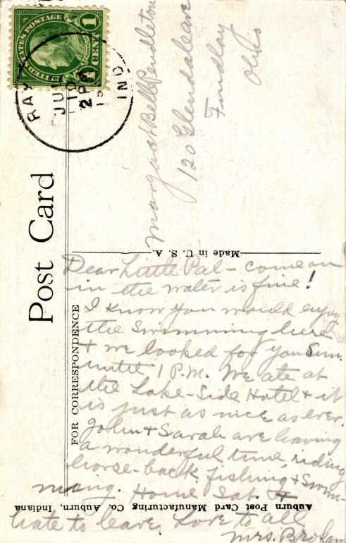 Clear Lake Steuben County Indiana Postcard