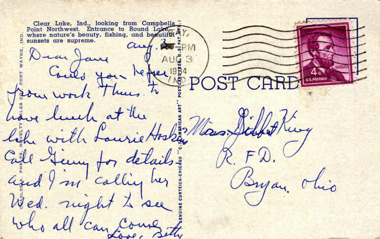 Clear Lake Steuben County Indiana Postcard