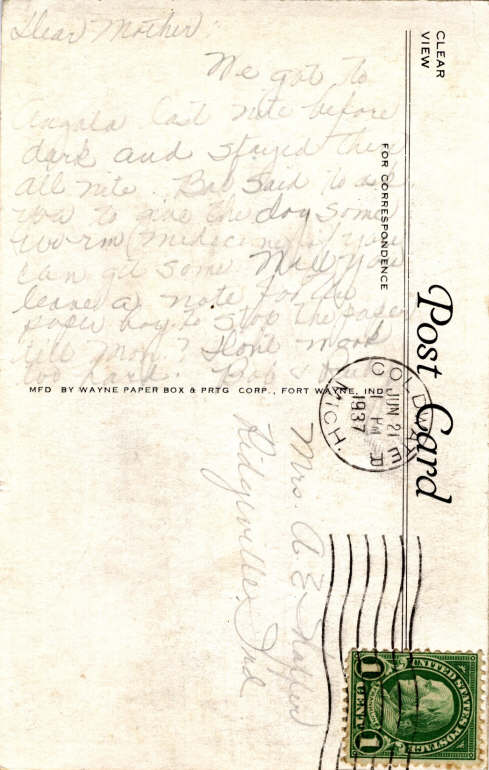 Clear Lake Steuben County Indiana Postcard